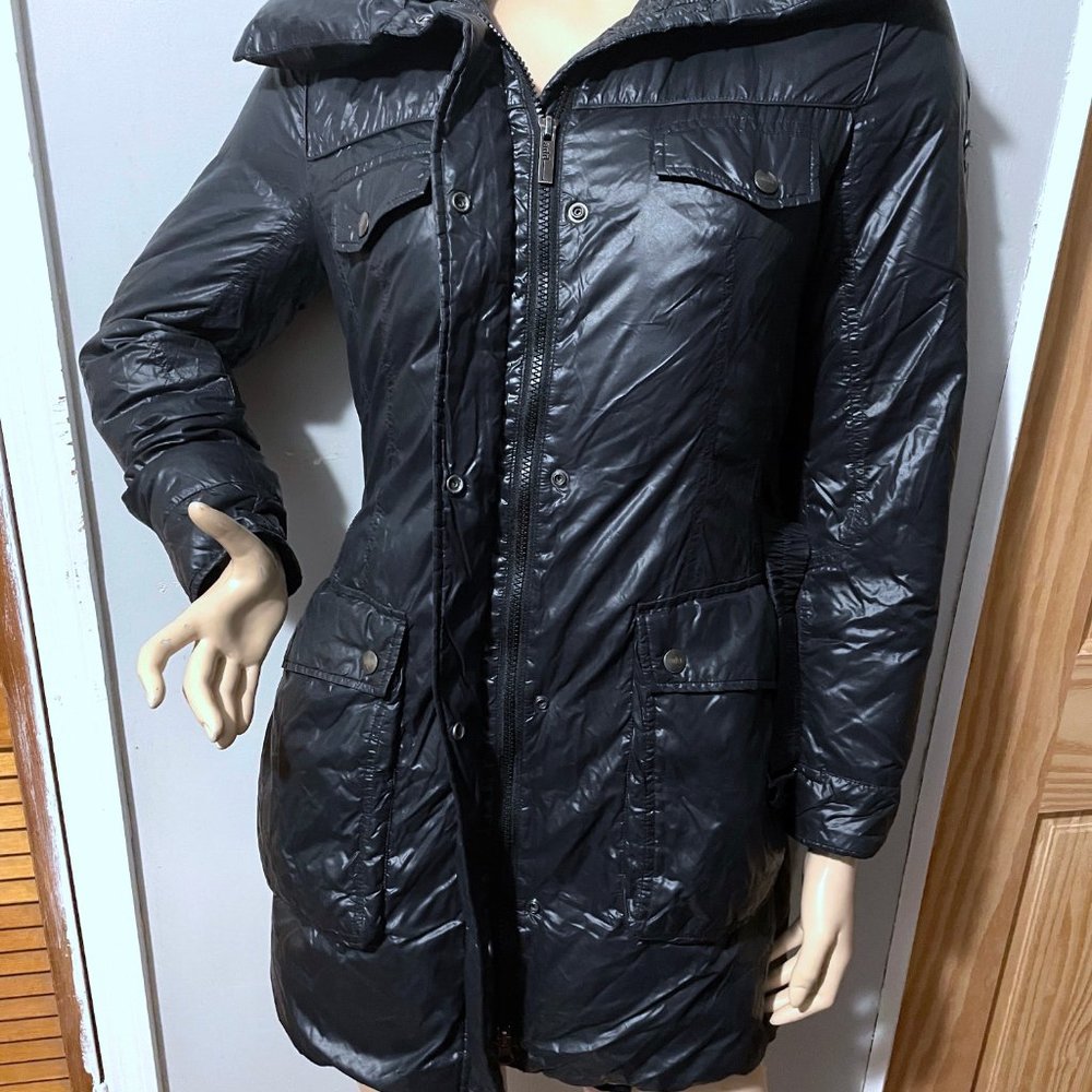 ADD Down Nylon Light Weight Belted Puffer Coat - Picture 12 of 15